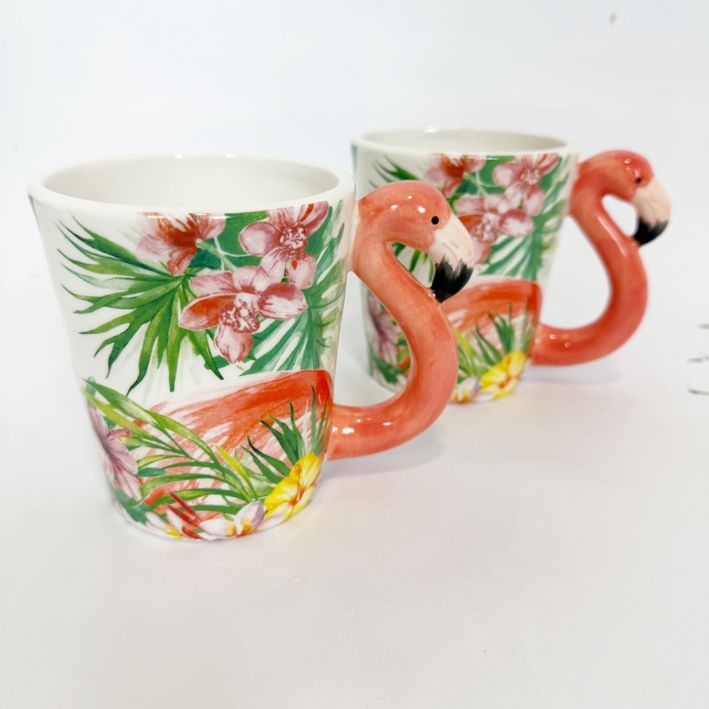 Pier 1 Pink and Green Flamingo Mug - Tropical Dining 3-D (2)